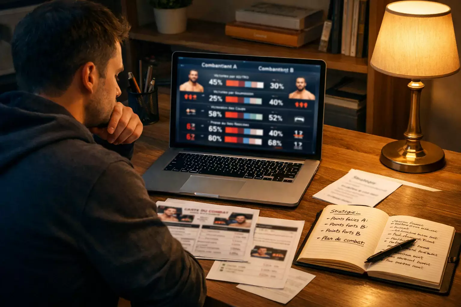 Analyste étudiant des documents et statistiques de combats MMA
