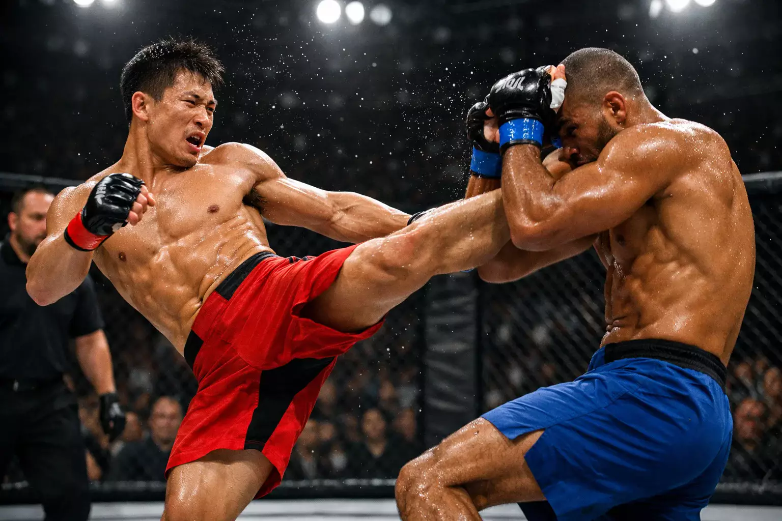 Deux combattants de MMA s'affrontant dans l'octogone UFC