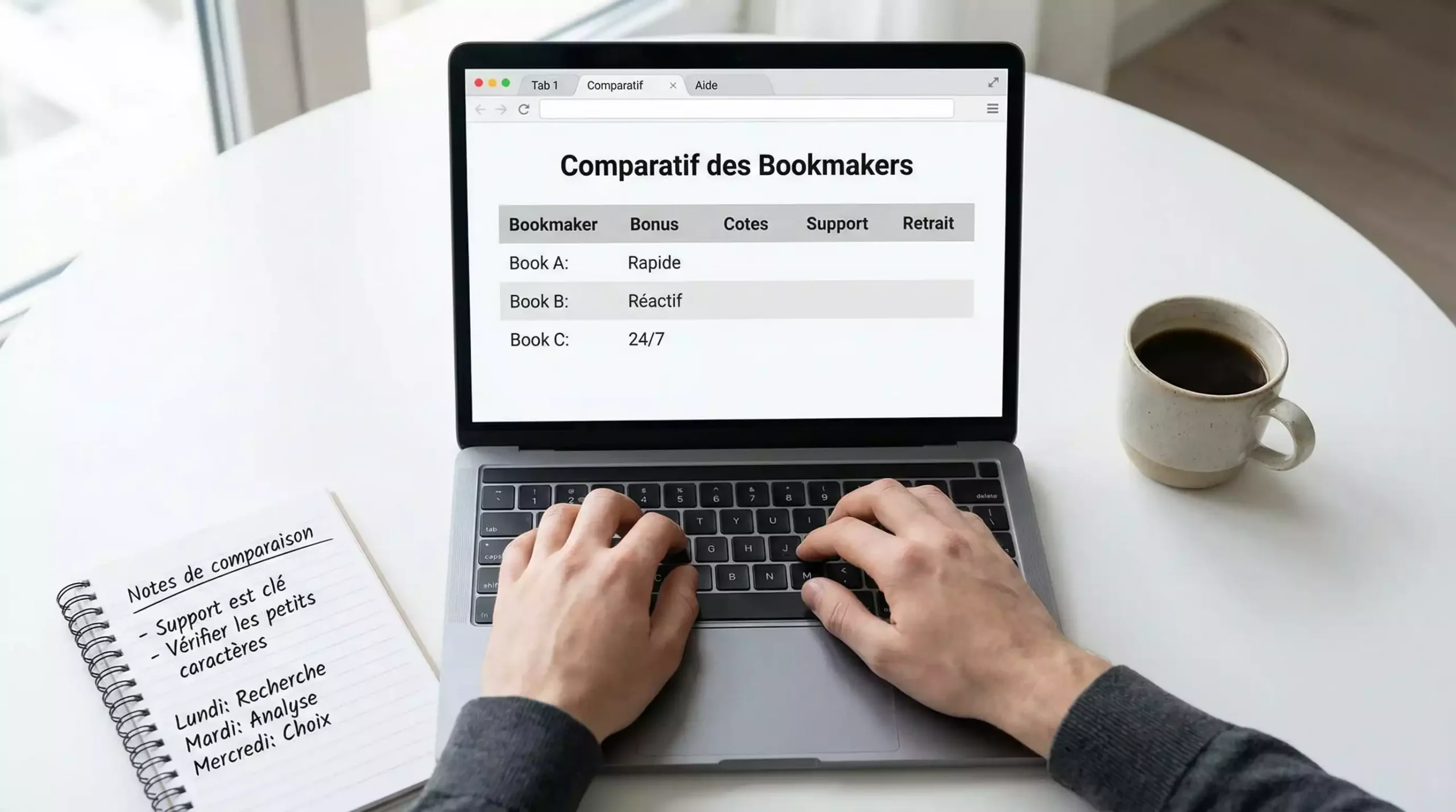 Un parieur compare plusieurs sites de bookmakers sur un écran d