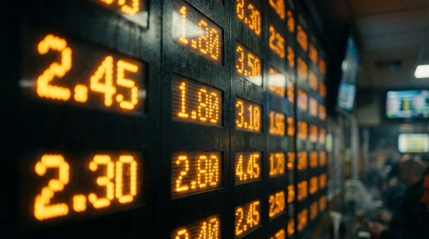 Gros plan sur un tableau de cotes de paris sportifs MMA avec des chiffres en format décimal