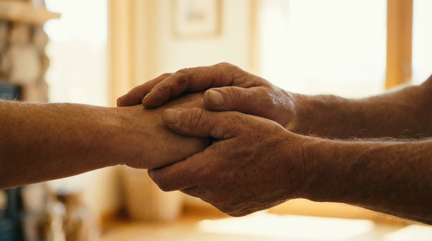Deux mains se serrent en signe de soutien et d